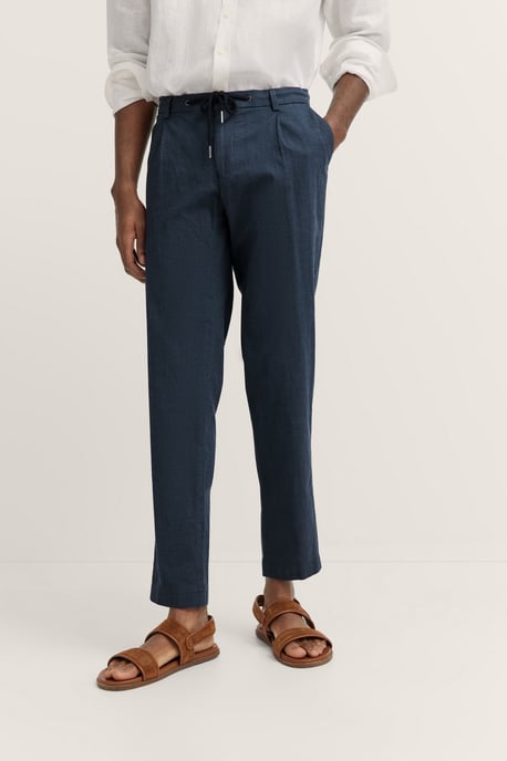 Bugatti Herren Bundfaltenhose mit Baumwoll-Leinen-Mix - Image 1