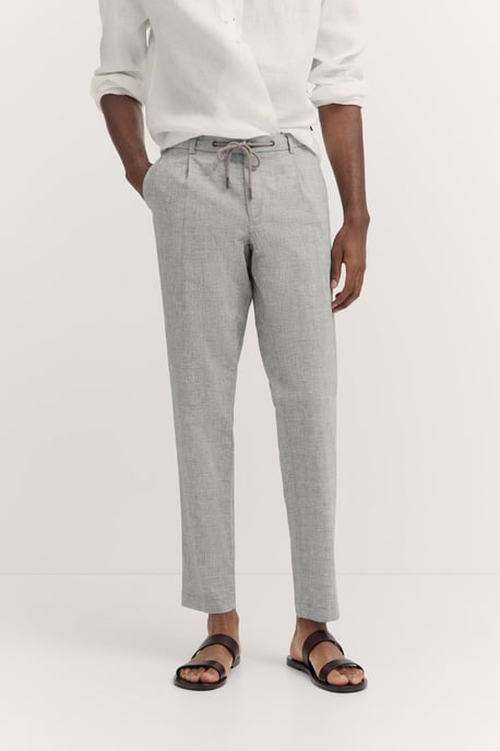 Bugatti Herren Geplooide broek met katoen-linnenmix - Image 1