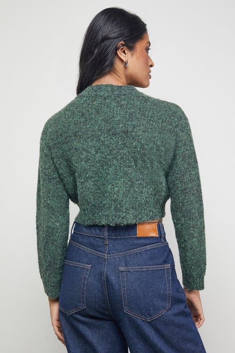 Zip Up Rib Crew Cardigan - Image 3