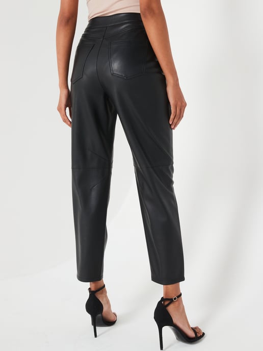 V By Very Black Faux Leather Seam Detail Trousers - Image 4