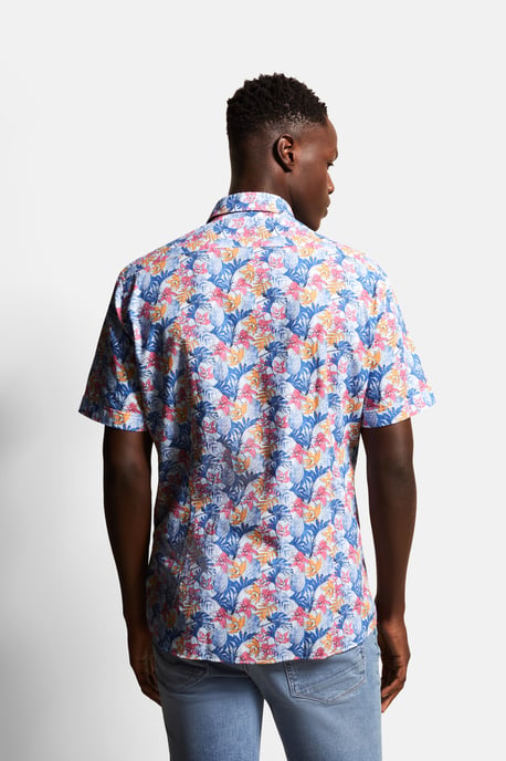 Bugatti Herren Shirt met korte mouwen en bladprint - Image 2