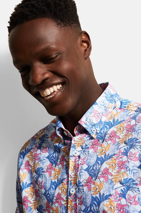 Bugatti Herren Shirt met korte mouwen en bladprint - Image 4