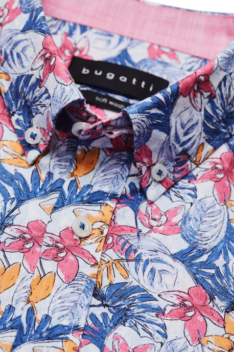 Bugatti Herren Shirt met korte mouwen en bladprint - Image 5