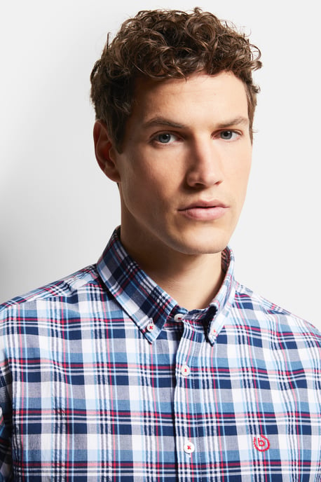 Bugatti Herren Shirt met korte mouwen en geruit motief - Image 5