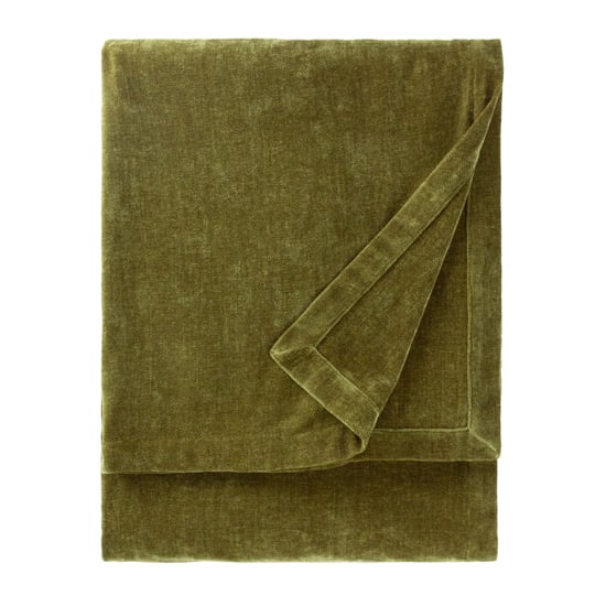 Yard Heavy Chenille Velvet Throw, 150 x 200cm, Olive - Image 1