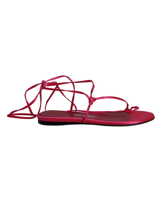 De Attico Kika Laarzen Sandalen met Veters in Roze Satijn - Image 1