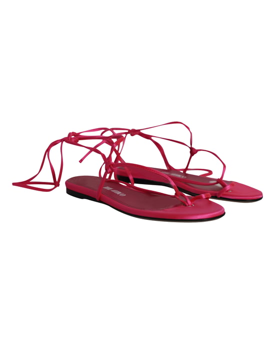 De Attico Kika Laarzen Sandalen met Veters in Roze Satijn - Image 2