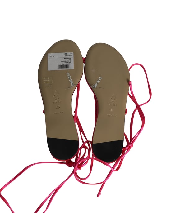 De Attico Kika Laarzen Sandalen met Veters in Roze Satijn - Image 6