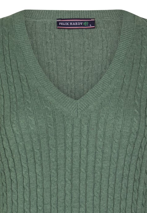 Pullover V-Neck Cable Knit Pullover - Image 2