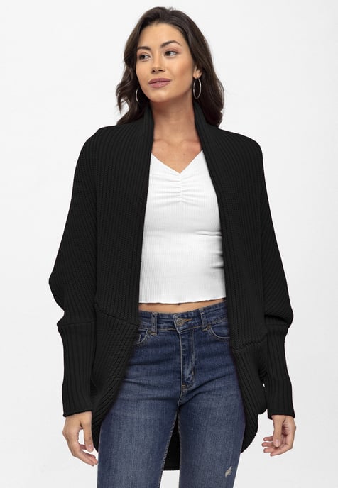 Cardigan Batwing Long Sleeve Cardigan Wool Blended - Image 1