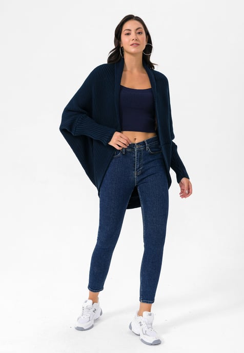 Cardigan Batwing Long Sleeve Cardigan Wool Blended - Image 2
