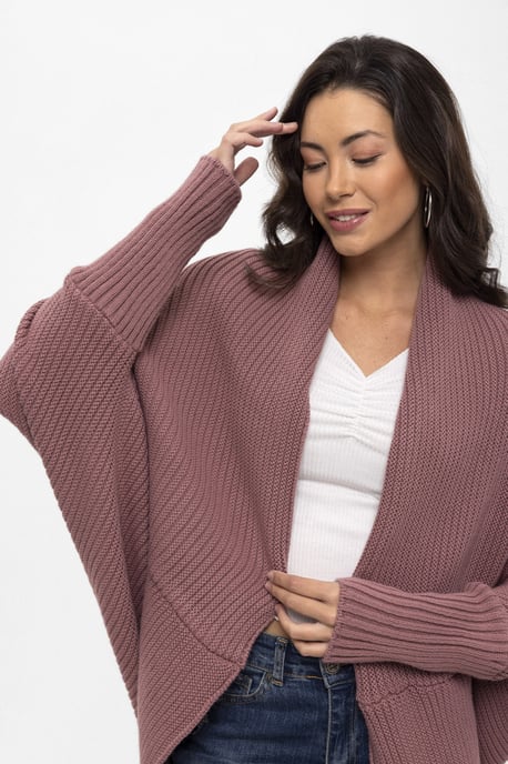 Cardigan Batwing Long Sleeve Cardigan Wool Blended - Image 2
