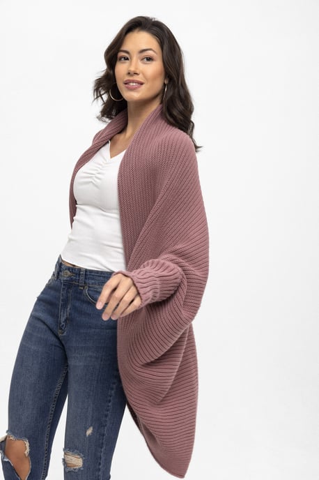 Cardigan Batwing Long Sleeve Cardigan Wool Blended - Image 3