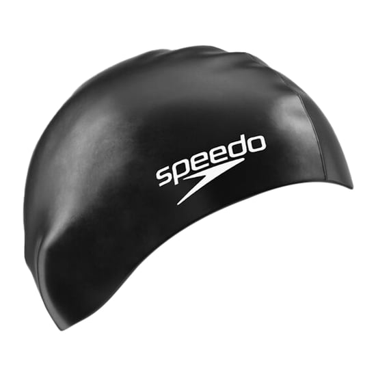 Speedo Unisex Adult Long Hair Silicone Swim Cap (Black) - Image 3