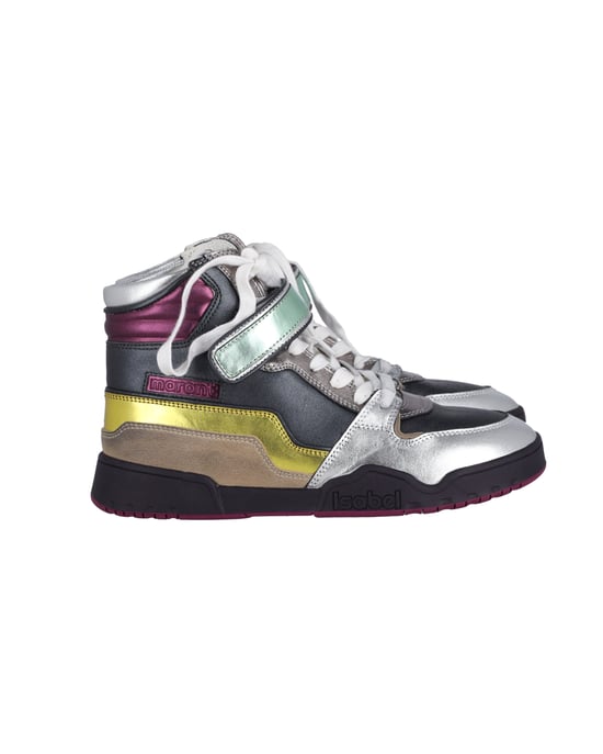 Isabel Marant Bresse Metallic Colorblock High-Top Sneakers in Multicolor Leather - Image 1