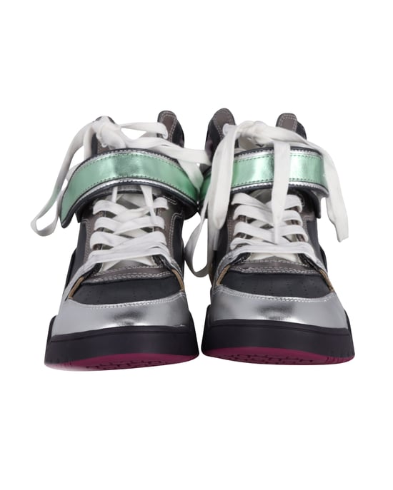 Isabel Marant Bresse Metallic Colorblock High-Top Sneakers in Multicolor Leather - Image 2