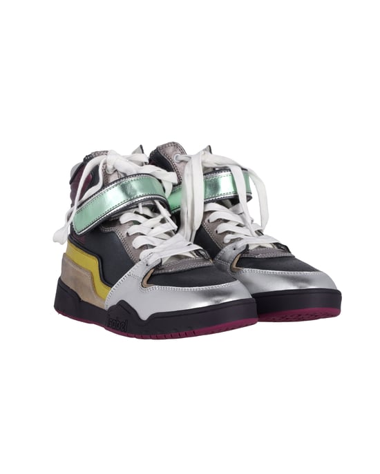 Isabel Marant Bresse Metallic Colorblock High-Top Sneakers in Multicolor Leather - Image 3