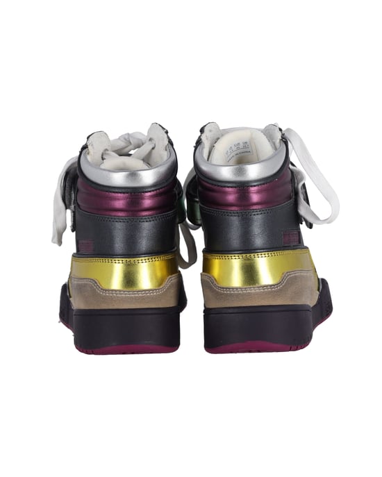 Isabel Marant Bresse Metallic Colorblock High-Top Sneakers in Multicolor Leather - Image 4