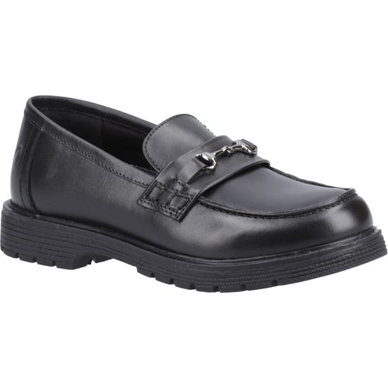 Hush Puppies Lydia Senior Leather Girls's Black Loafers - Image 1