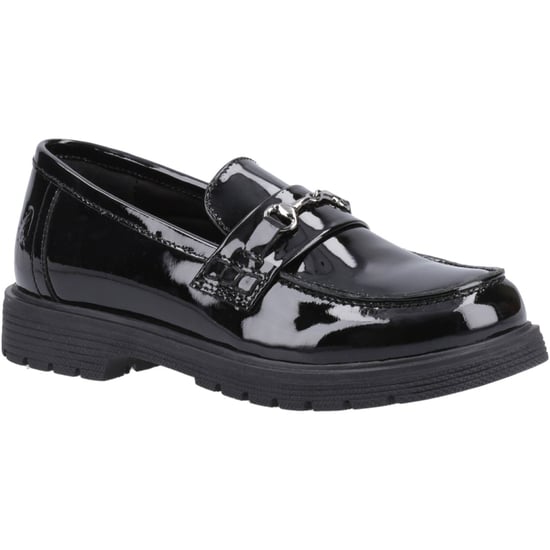 Hush Puppies Lydia Patent Senior Leather Girls's Black Loafers - Image 1
