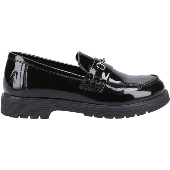 Hush Puppies Lydia Patent Senior Leather Girls's Black Loafers - Image 5