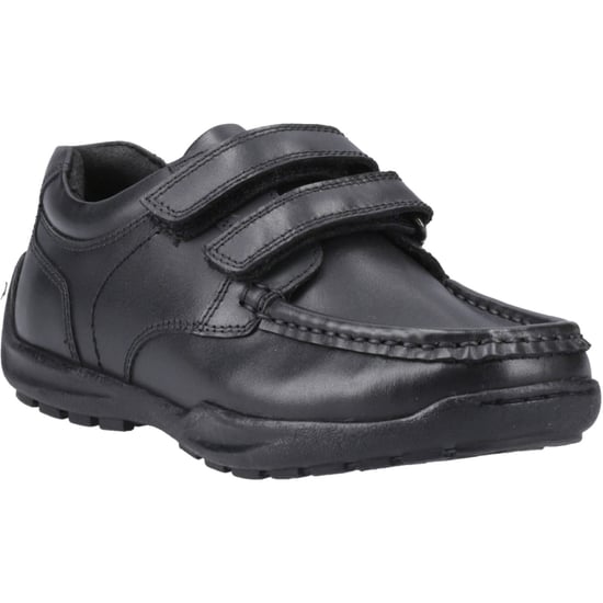 Hush Puppies Maddox Touch Fastening Leather Boys's Black Shoes - Image 1