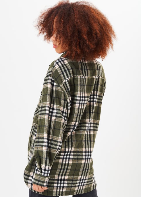 Green Check Oversized Pocket Detail Shacket - Image 4
