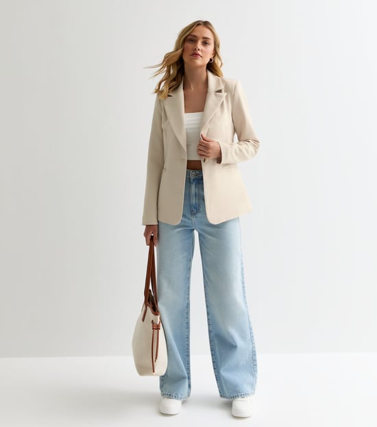 Beige Pocket Detail Tailored Blazer - Image 3