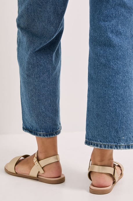 Wide Fit Faye Faux Leather Flat Sandals - Image 3