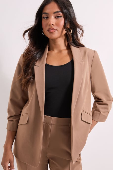 Petite Ruched Sleeve Blazer - Image 4