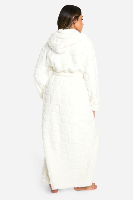 Heart Embossed Fleece Maxi Dressing Gown - Image 2
