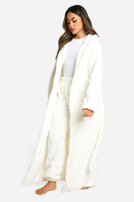 Heart Embossed Fleece Maxi Dressing Gown - Image 3