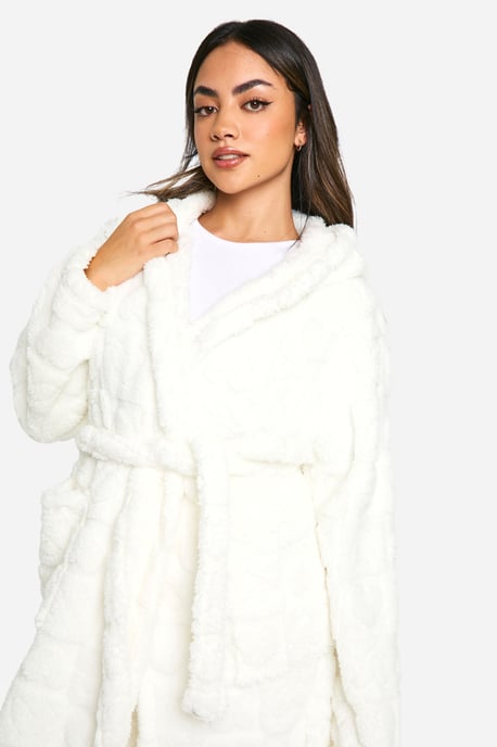 Heart Embossed Fleece Maxi Dressing Gown - Image 4