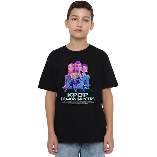 K-Pop Demon Hunters Childrens/Kids Huntrix Huntr/X Poster T-Shirt (Black) - Image 4