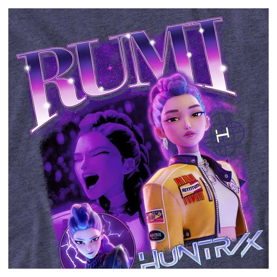 K-Pop Demon Hunters Unisex Adult Huntr/X Rumi T-Shirt (Heather Navy) - Image 3