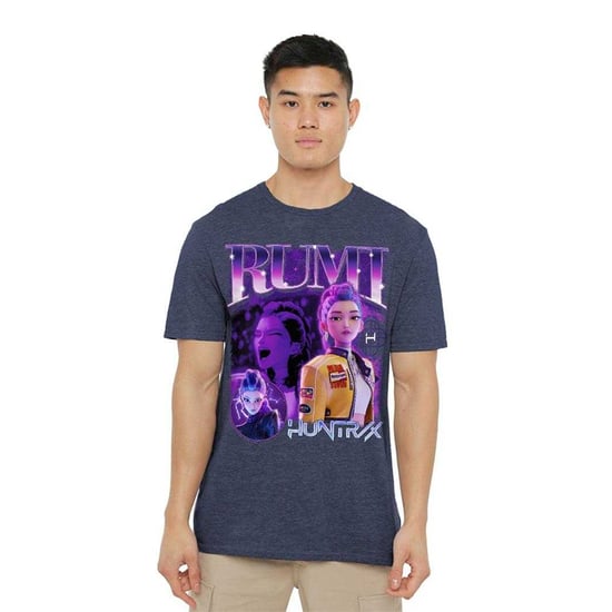 K-Pop Demon Hunters Unisex Adult Huntr/X Rumi T-Shirt (Heather Navy) - Image 4