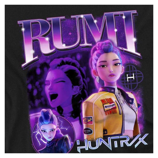 K-Pop Demon Hunters Unisex Adult Huntr/X Rumi T-Shirt (Black) - Image 3