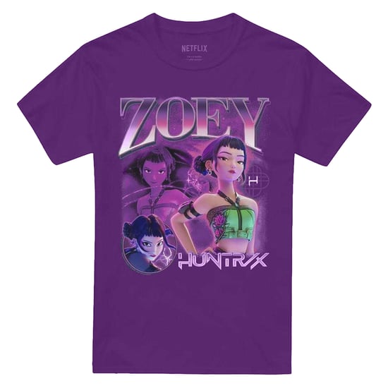 K-Pop Demon Hunters Unisex Adult Huntr/X Zoey Bootleg T-Shirt (Purple) - Image 1