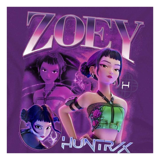 K-Pop Demon Hunters Unisex Adult Huntr/X Zoey Bootleg T-Shirt (Purple) - Image 3