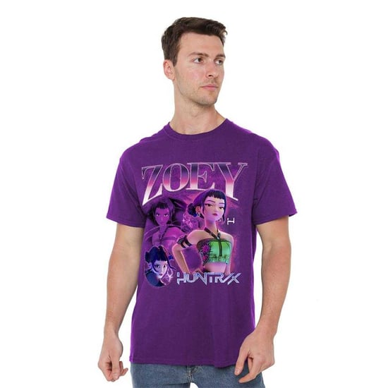 K-Pop Demon Hunters Unisex Adult Huntr/X Zoey Bootleg T-Shirt (Purple) - Image 4