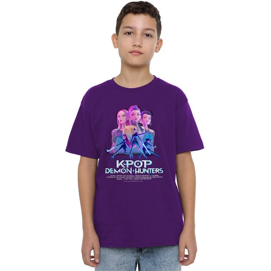 K-Pop Demon Hunters Kinderen Huntrix Huntr/X Poster T-Shirt (Paars) - Image 4