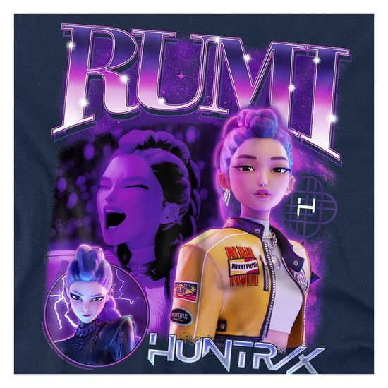K-Pop Demon Hunters Unisex Adult Huntr/X Rumi T-Shirt (Navy) - Image 3