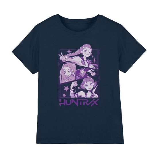 K-Pop Demon Hunters Childrens/Kids Huntr/X Panels T-Shirt (Navy) - Image 1