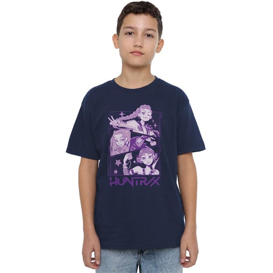 K-Pop Demon Hunters Childrens/Kids Huntr/X Panels T-Shirt (Navy) - Image 4