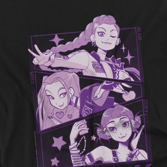 K-Pop Demon Hunters Childrens/Kids Huntr/X Panels T-Shirt (Black) - Image 2