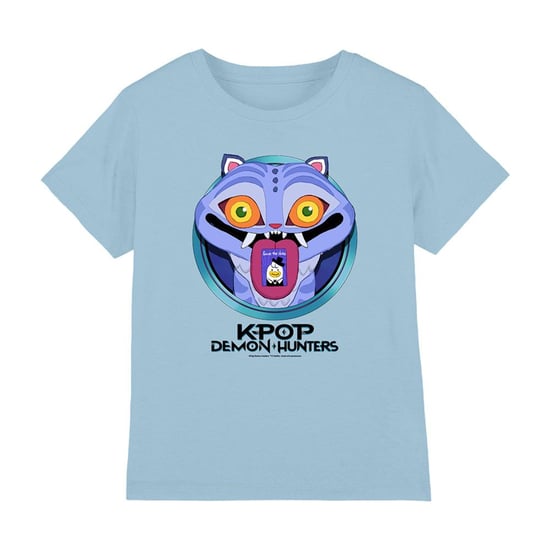 K-Pop Demon Hunters Childrens/Kids Save The Date Derpy Tiger Cartoon T-Shirt (Sky Blue) - Image 1