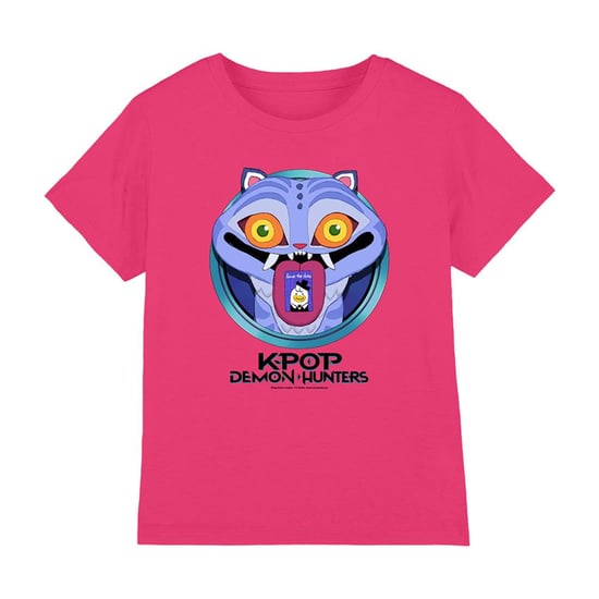 K-Pop Demon Hunters Childrens/Kids Save The Date Derpy Tiger Cartoon T-Shirt (Fuchsia) - Image 1