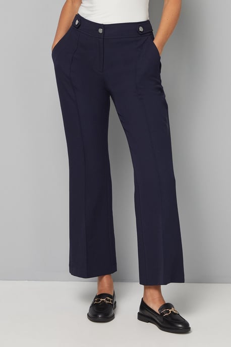 Petite Navy Smart Bootcut Leg Trousers - Image 1