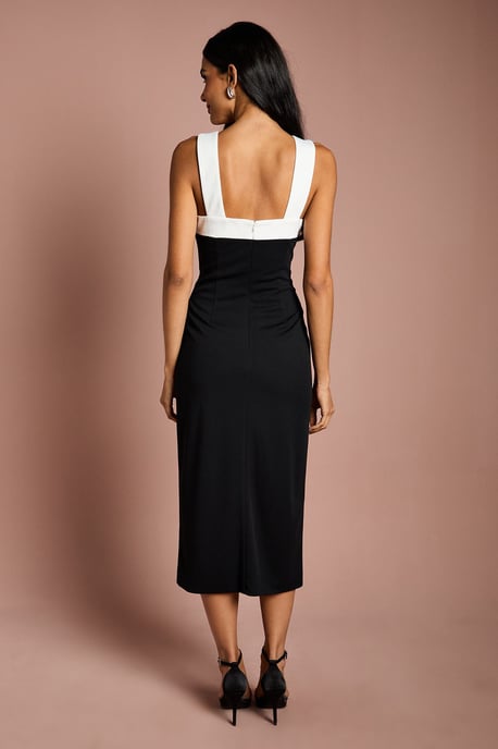 Cross Neck Bow Detail Pencil Dress - Image 3