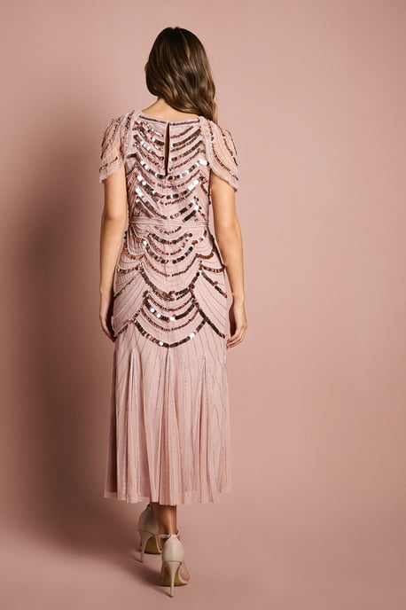 Cape Shoulder Embellished Midi Dress - Image 3